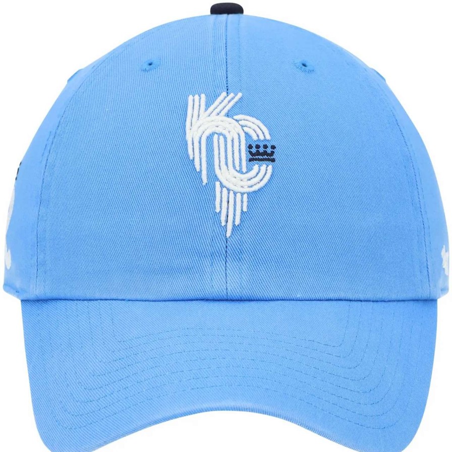 Kansas City Royals Caps * | Men'S Kansas City Royals '47 Light Blue Area Code City Connect Clean Up Adjustable Hat