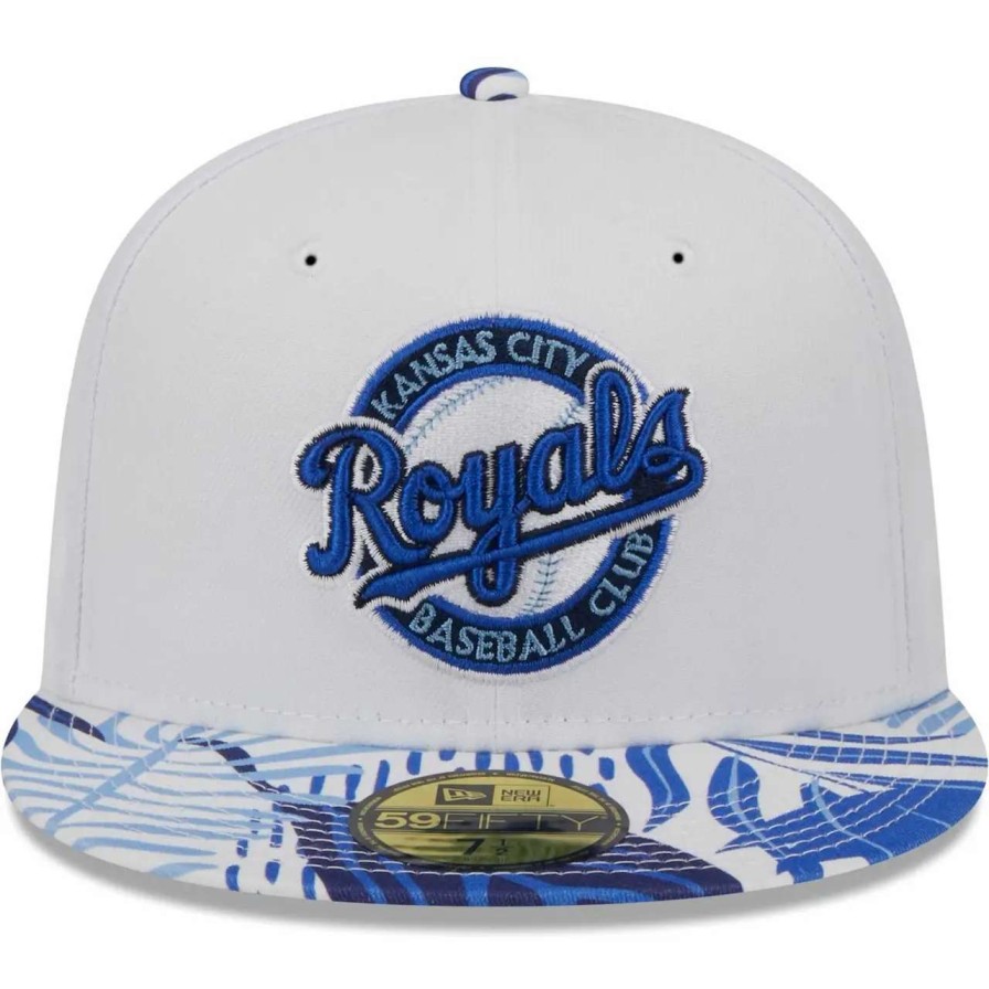 Kansas City Royals Caps * | Men'S Kansas City Royals New Era White/Royal Flamingo 59Fifty Fitted Hat