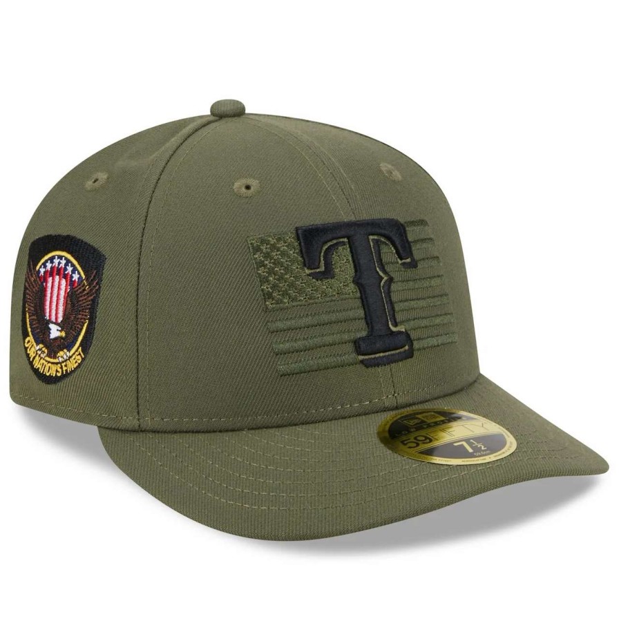 Texas Rangers Caps * | Men'S Texas Rangers New Era Green 2023 Armed Forces Day Low Profile 59Fifty Fitted Hat