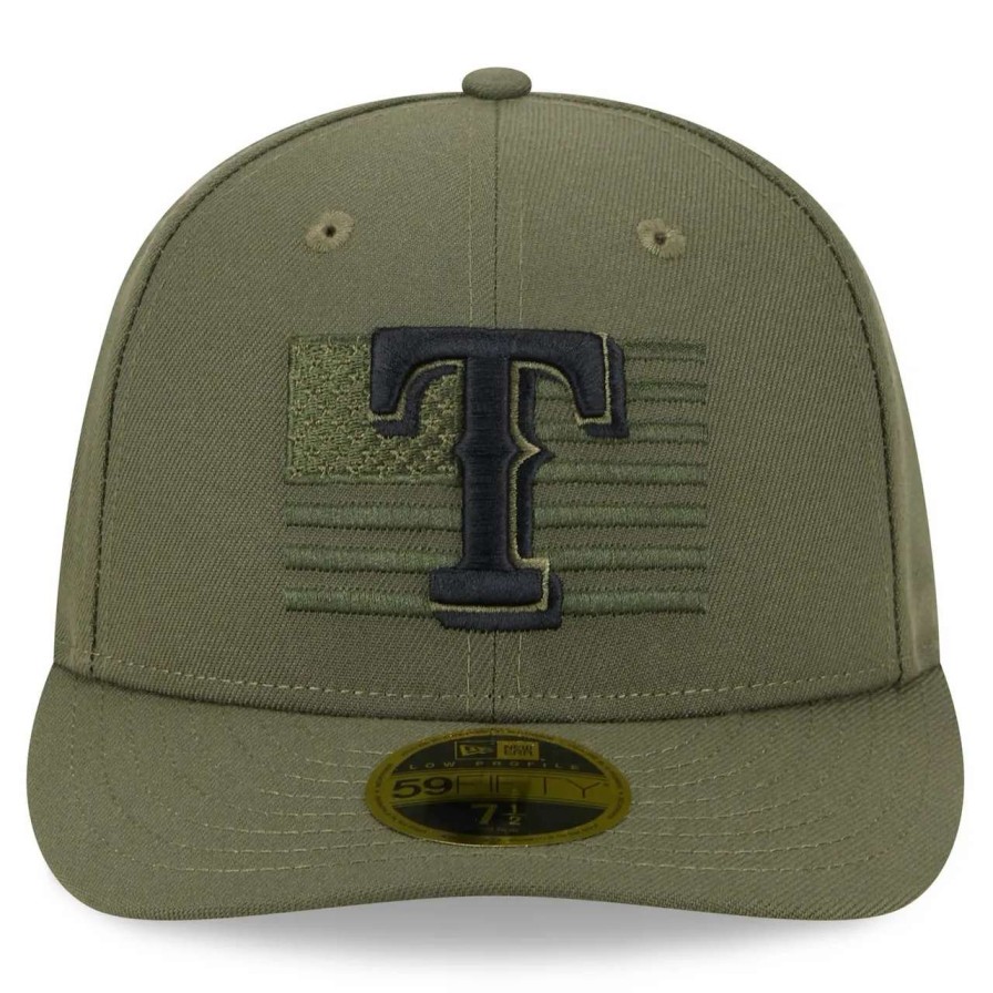 Texas Rangers Caps * | Men'S Texas Rangers New Era Green 2023 Armed Forces Day Low Profile 59Fifty Fitted Hat