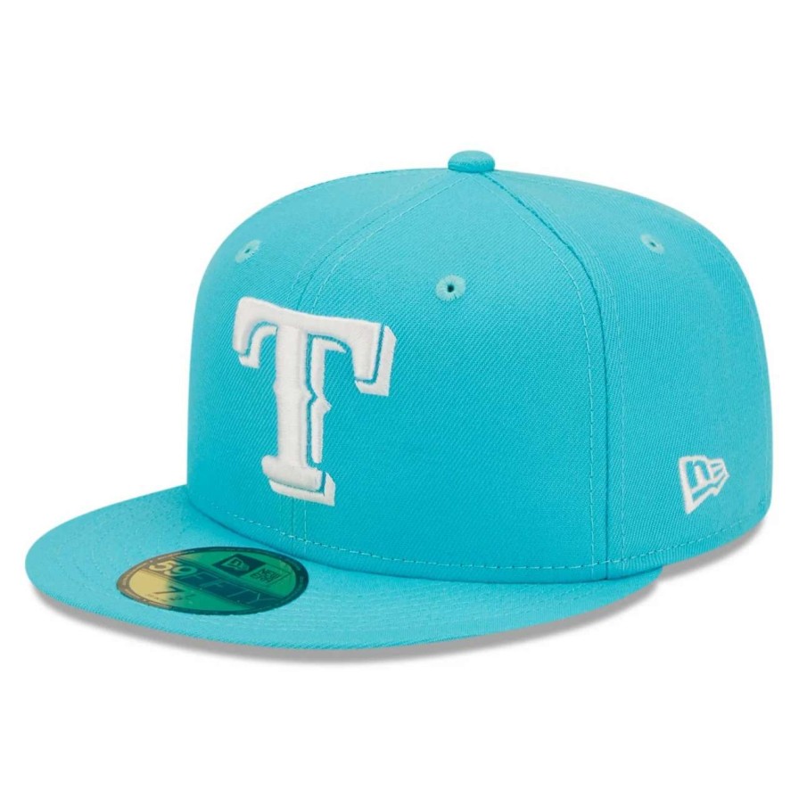 Texas Rangers Caps * | Men'S Texas Rangers New Era Blue Vice Highlighter Logo 59Fifty Fitted Hat