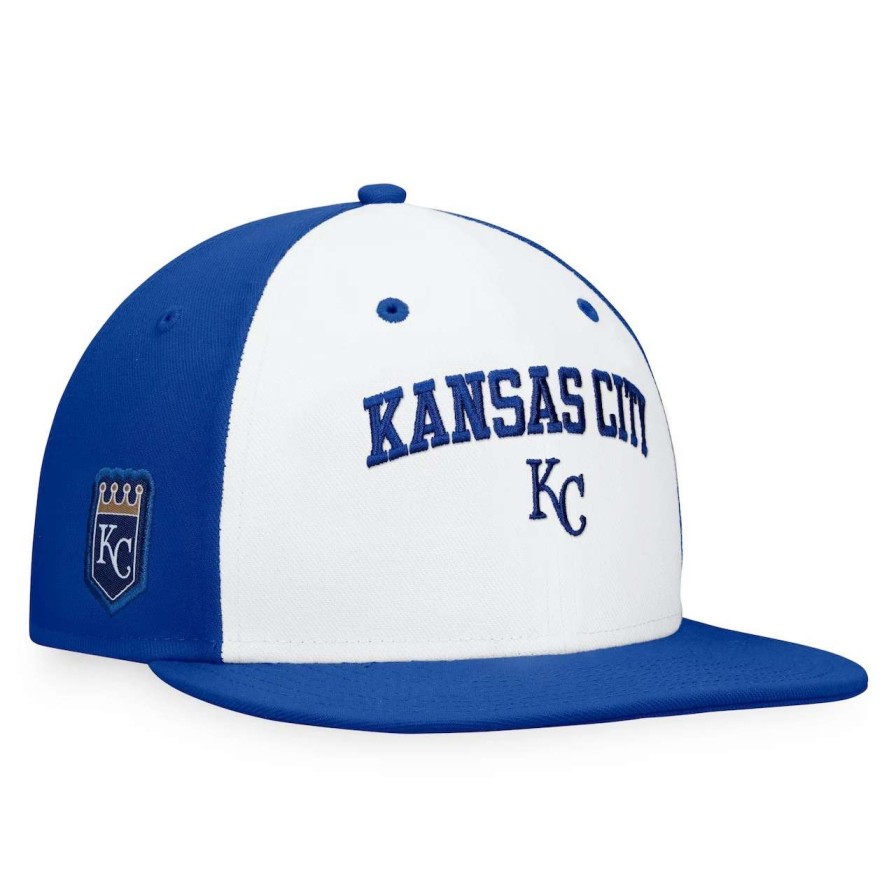 Kansas City Royals Caps * | Men'S Kansas City Royals Fanatics Branded White/Royal Iconic Color Blocked Fitted Hat