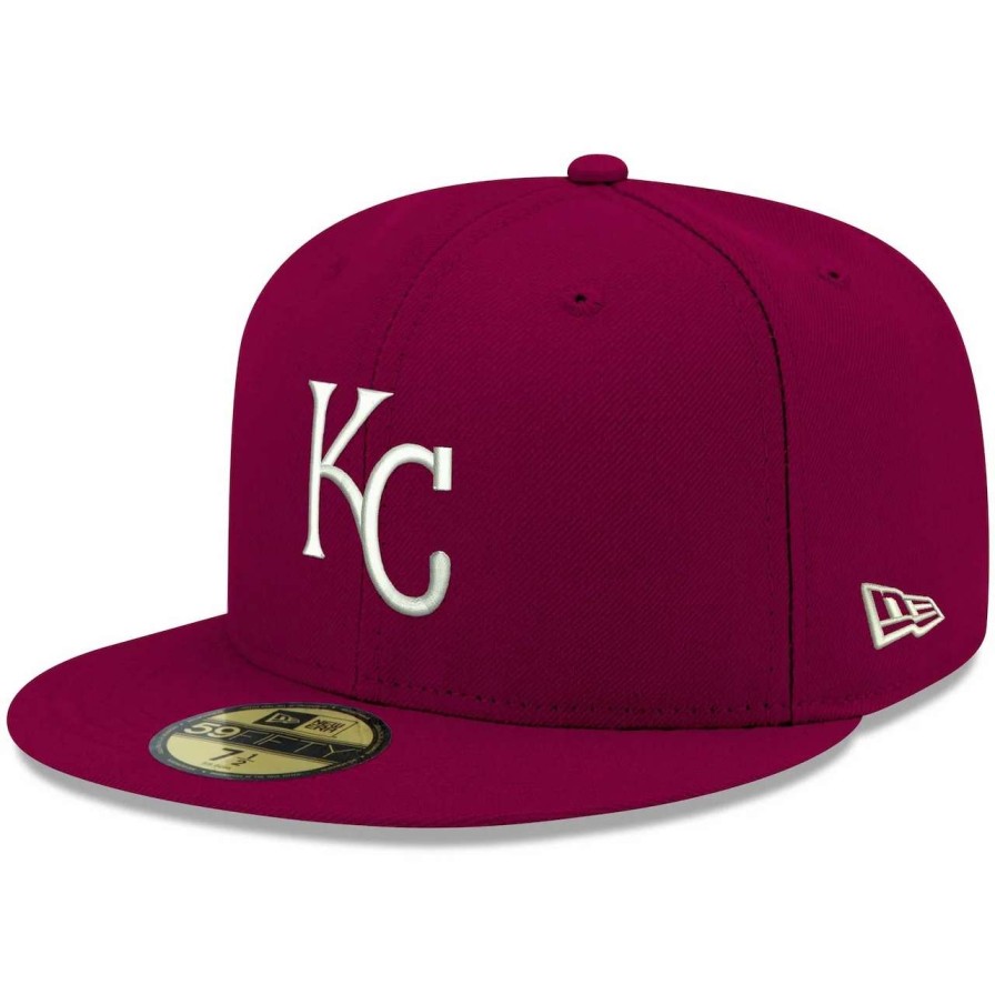 Kansas City Royals Caps * | Men'S Kansas City Royals New Era Cardinal White Logo 59Fifty Fitted Hat