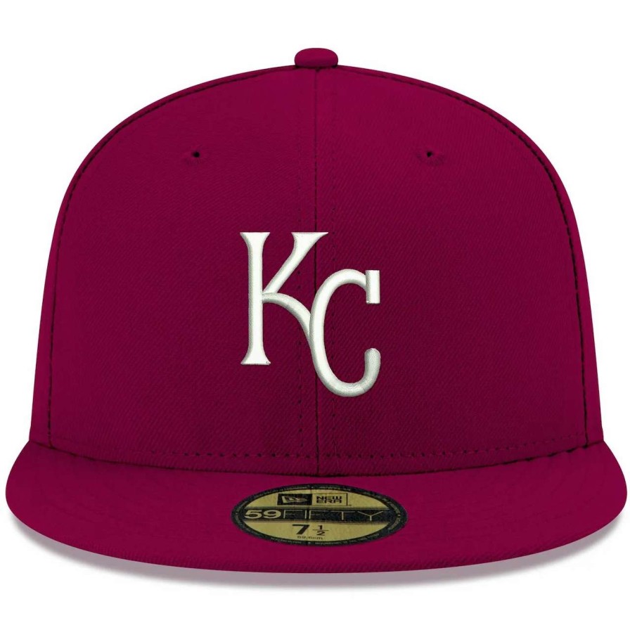 Kansas City Royals Caps * | Men'S Kansas City Royals New Era Cardinal White Logo 59Fifty Fitted Hat