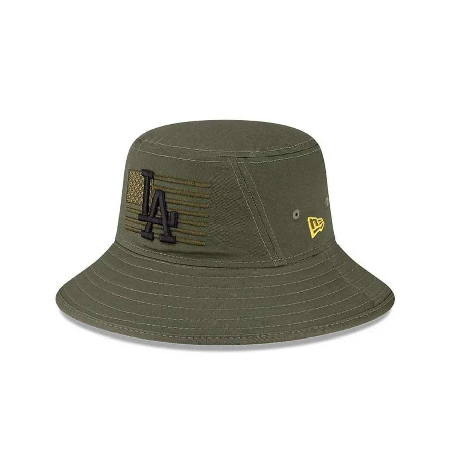 Los Angeles Dodgers Caps * | Men'S Los Angeles Dodgers New Era Green 2023 Armed Forces Day Bucket Hat