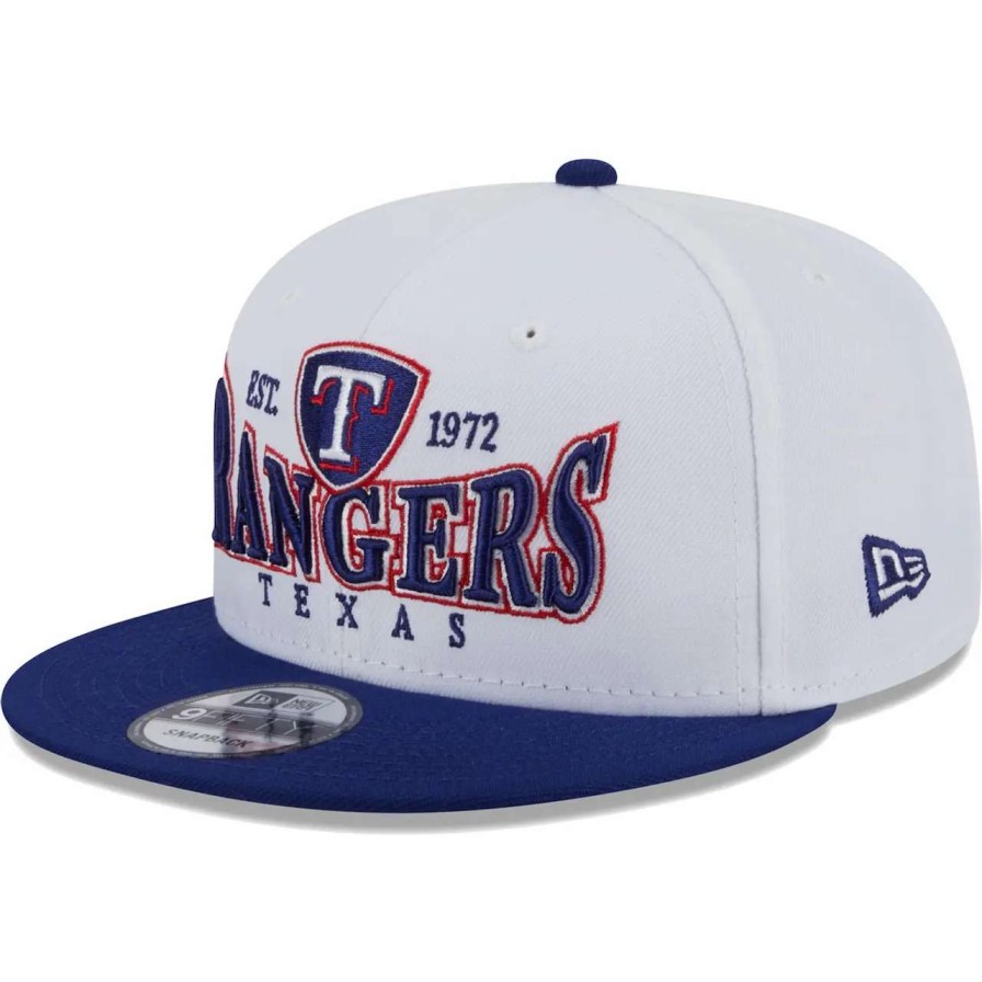 Texas Rangers Caps * | Men'S Texas Rangers New Era White/Royal Crest 9Fifty Snapback Hat