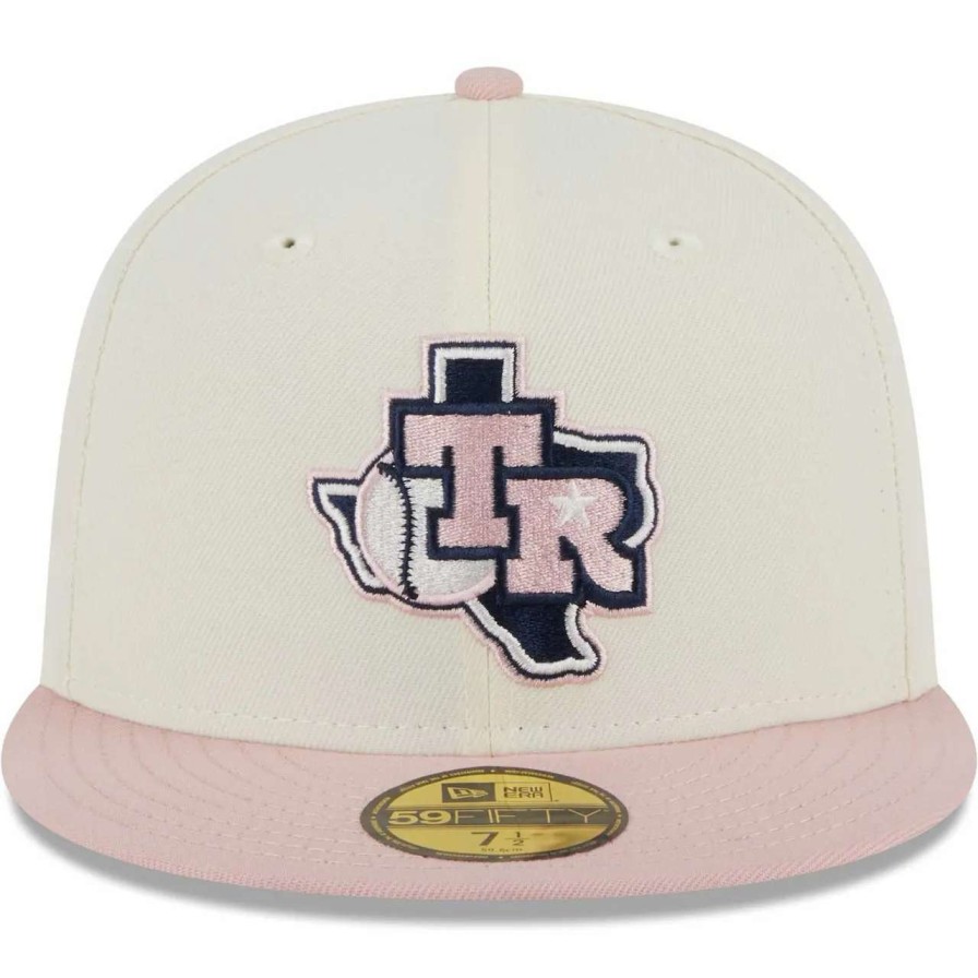 Texas Rangers Caps * | Men'S Texas Rangers New Era White/Pink Chrome Rogue 59Fifty Fitted Hat