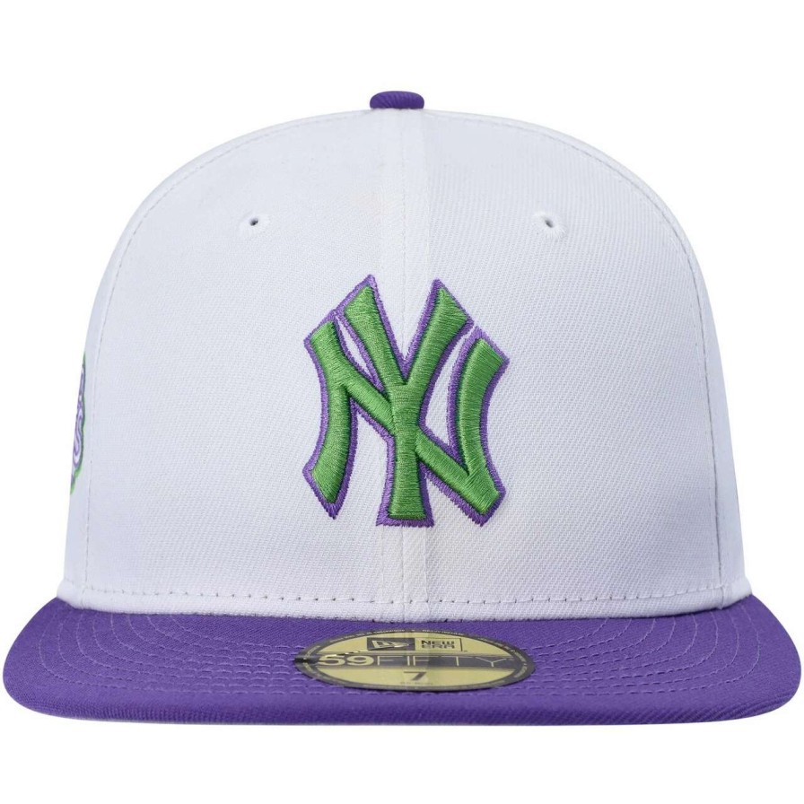 New York Yankees Caps * | Men'S New York Yankees New Era White Side Patch 59Fifty Fitted Hat