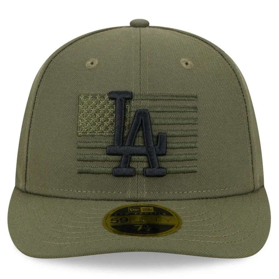 Los Angeles Dodgers Caps * | Men'S Los Angeles Dodgers New Era Green 2023 Armed Forces Day Low Profile 59Fifty Fitted Hat