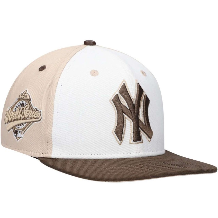 New York Yankees Caps * | Men'S New York Yankees Pro Standard White/Brown Chocolate Ice Cream Drip Snapback Hat