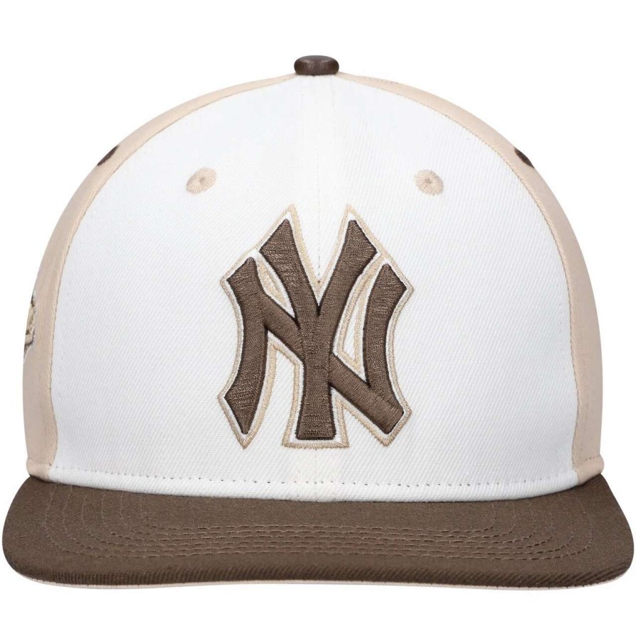 New York Yankees Caps * | Men'S New York Yankees Pro Standard White/Brown Chocolate Ice Cream Drip Snapback Hat