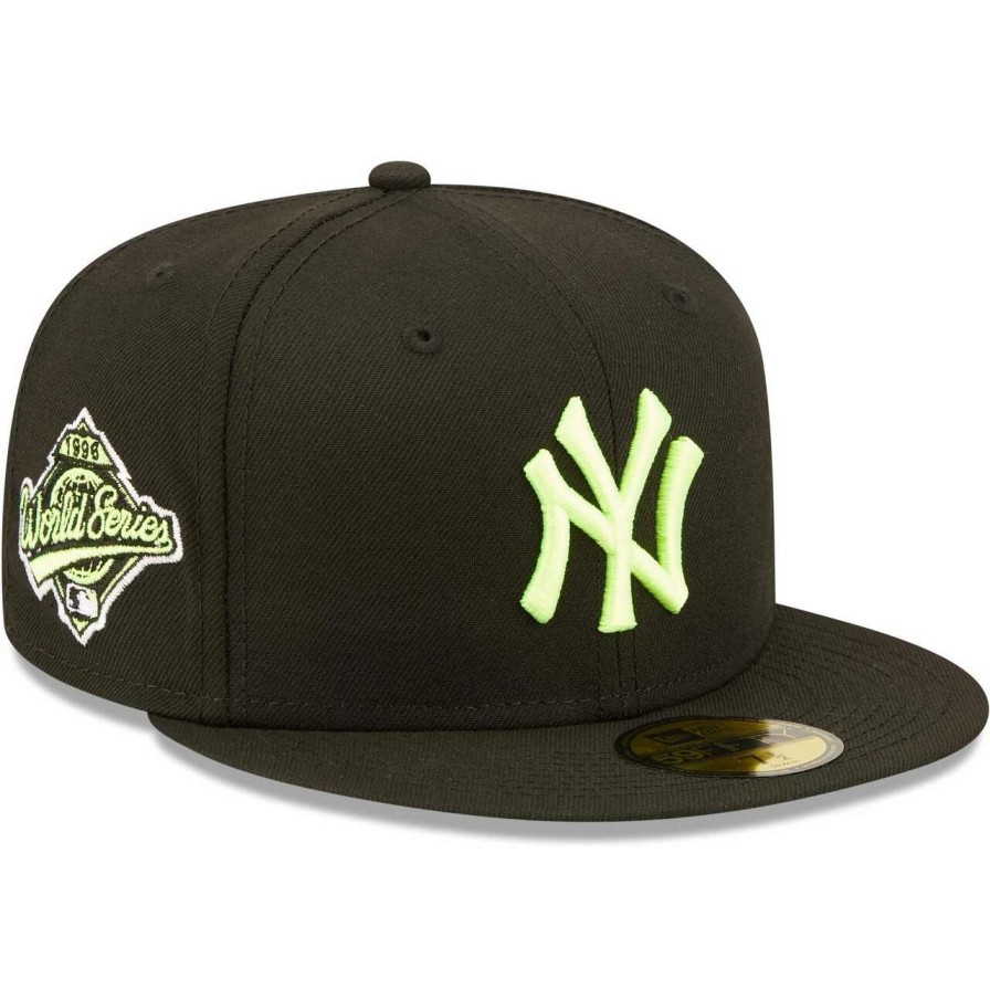 New York Yankees Caps * | Men'S New York Yankees New Era Black Summer Pop 1996 World Series 59Fifty Snake Undervisor Fitted Hat