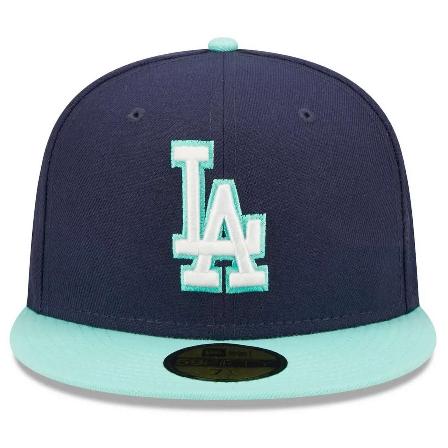 Los Angeles Dodgers Caps * | Men'S Los Angeles Dodgers New Era Navy 60Th Anniversary Cooperstown Collection Team Uv 59Fifty Fitted Hat