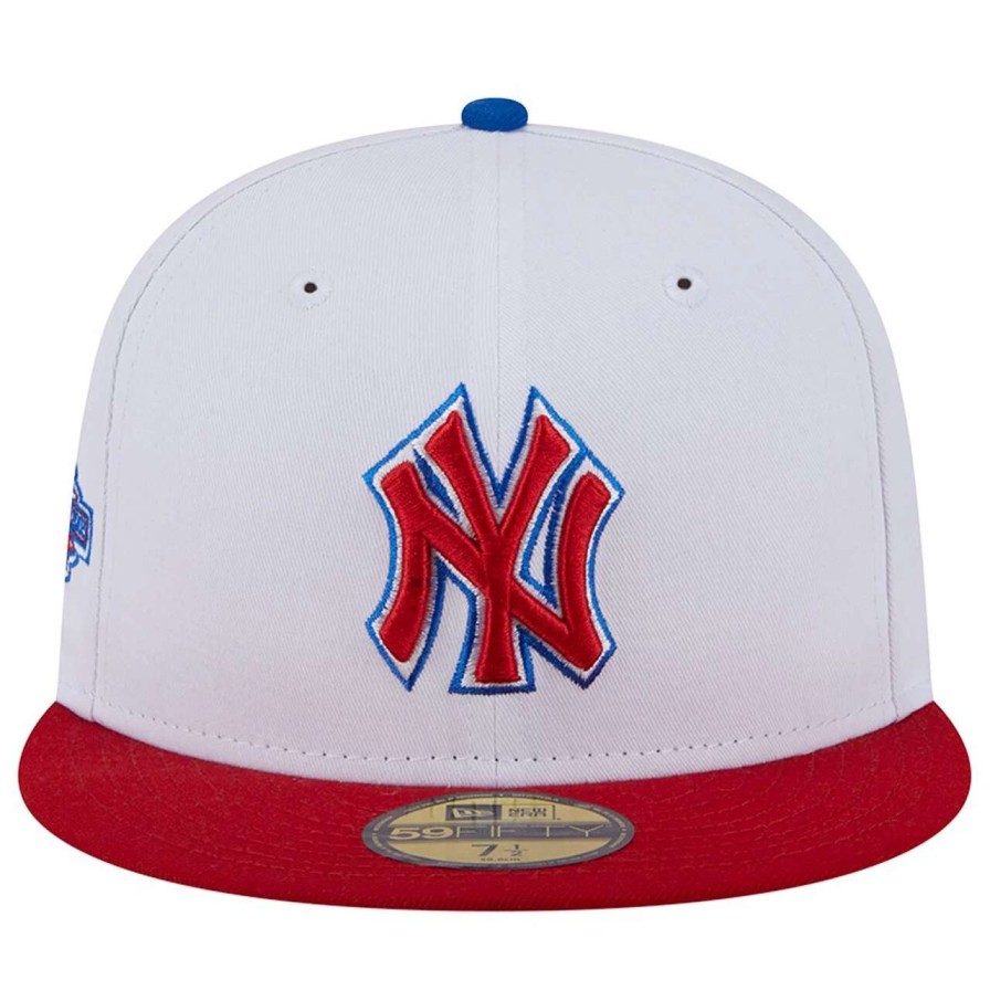 New York Yankees Caps * | Men'S New York Yankees New Era White/Red Undervisor 59Fifty Fitted Hat