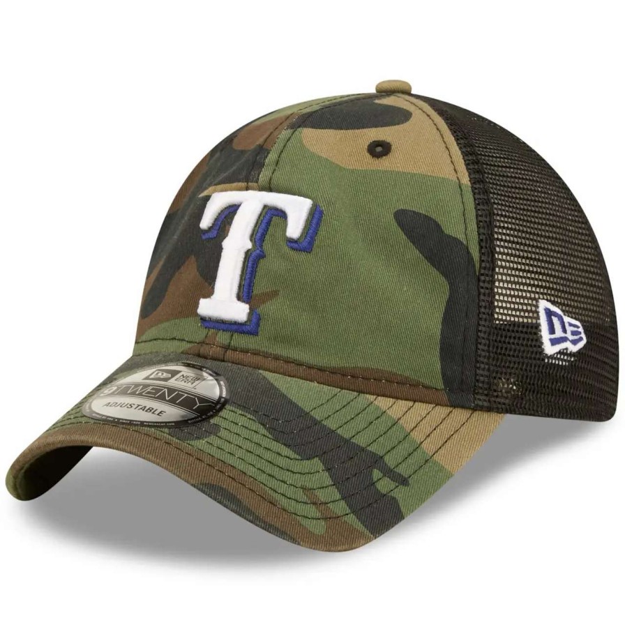 Texas Rangers Caps * | Men'S Texas Rangers New Era Camo 9Twenty Trucker Snapback Hat