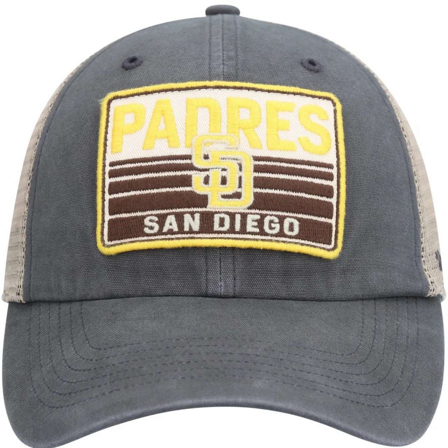 San Diego Padres Caps * | Men'S San Diego Padres '47 Charcoal Four Stroke Clean Up Trucker Snapback Hat