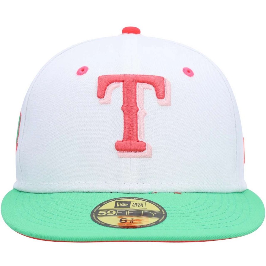 Texas Rangers Caps * | Men'S Texas Rangers New Era White/Green 40Th Anniversary Watermelon Lolli 59Fifty Fitted Hat