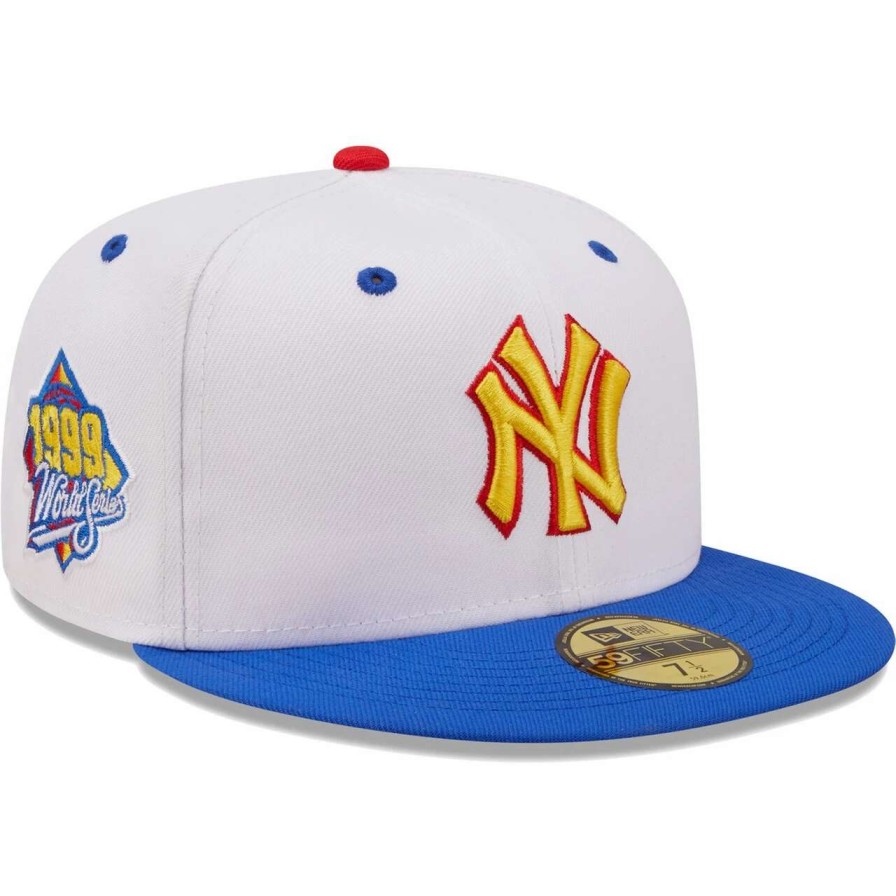 New York Yankees Caps * | Men'S New York Yankees New Era White/Royal 1999 World Series Cherry Lolli 59Fifty Fitted Hat