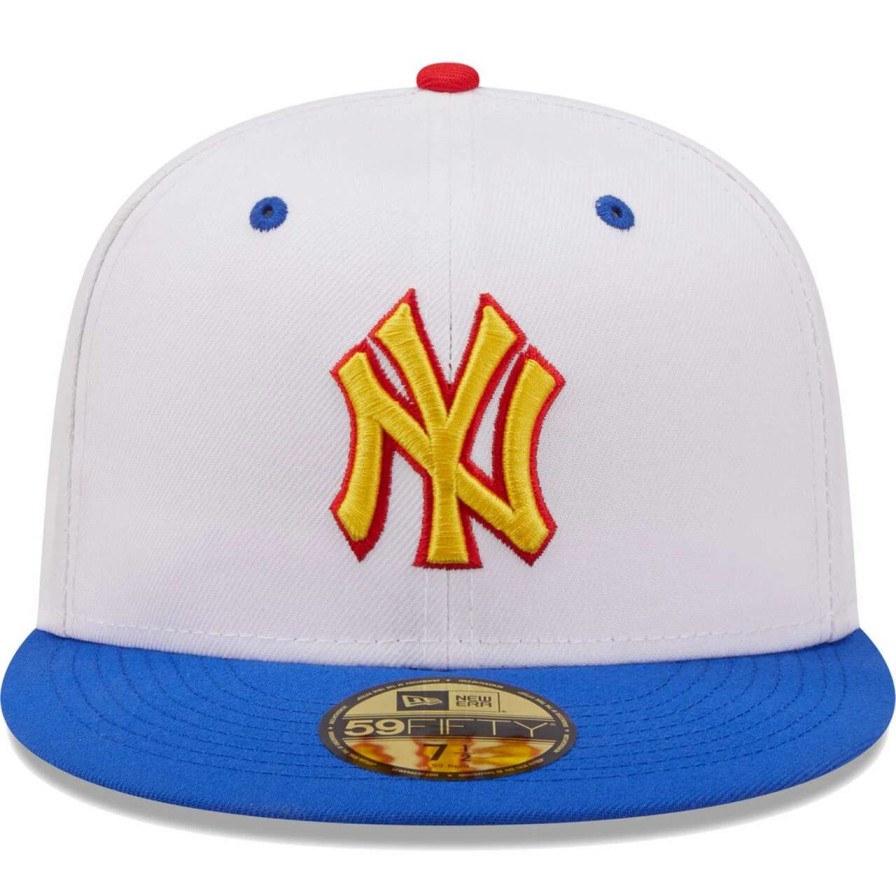 New York Yankees Caps * | Men'S New York Yankees New Era White/Royal 1999 World Series Cherry Lolli 59Fifty Fitted Hat