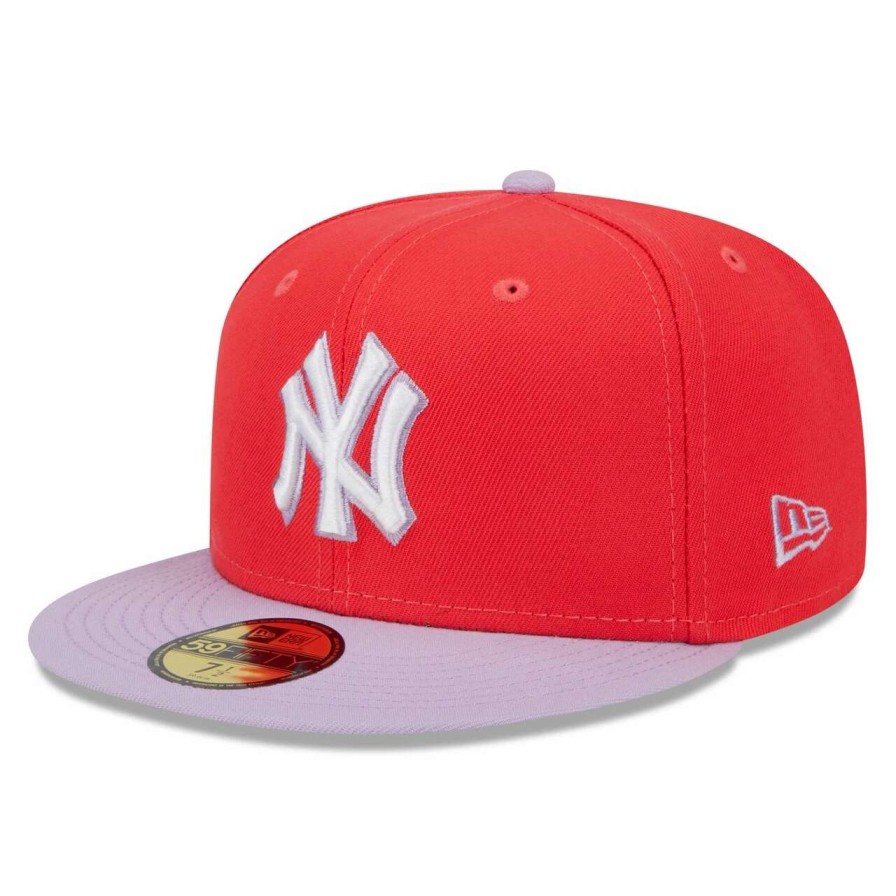 New York Yankees Caps * | Men'S New York Yankees New Era Red/Lavender Spring Color Two-Tone 59Fifty Fitted Hat