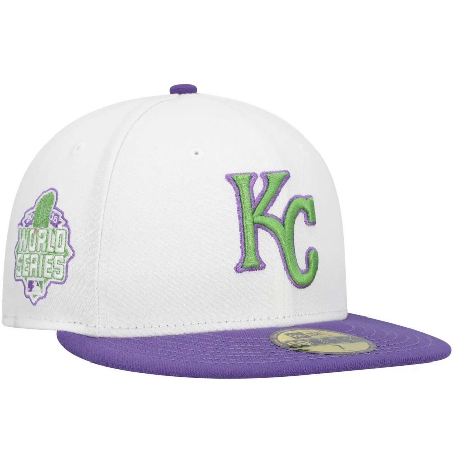 Kansas City Royals Caps * | Men'S Kansas City Royals New Era White Side Patch 59Fifty Fitted Hat