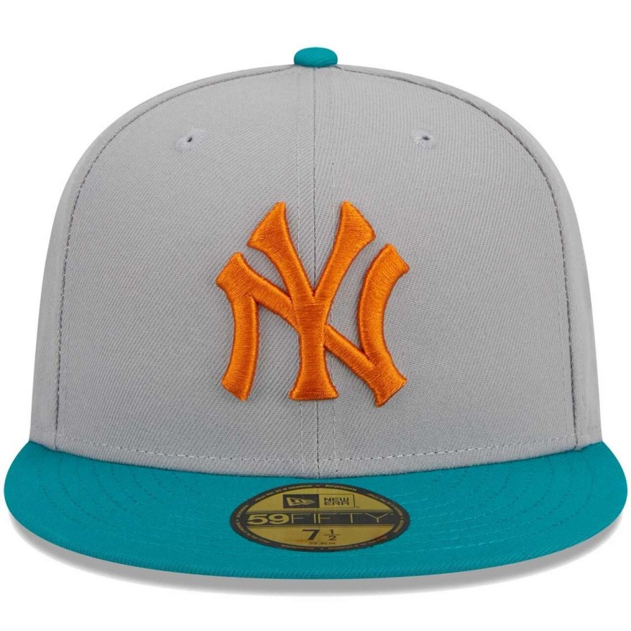 New York Yankees Caps * | Men'S New York Yankees New Era Gray/Teal 59Fifty Fitted Hat