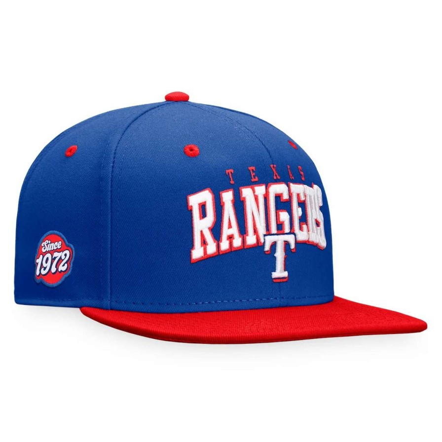 Texas Rangers Caps * | Men'S Texas Rangers Fanatics Branded Royal/Red Iconic Lock Up Snapback Hat