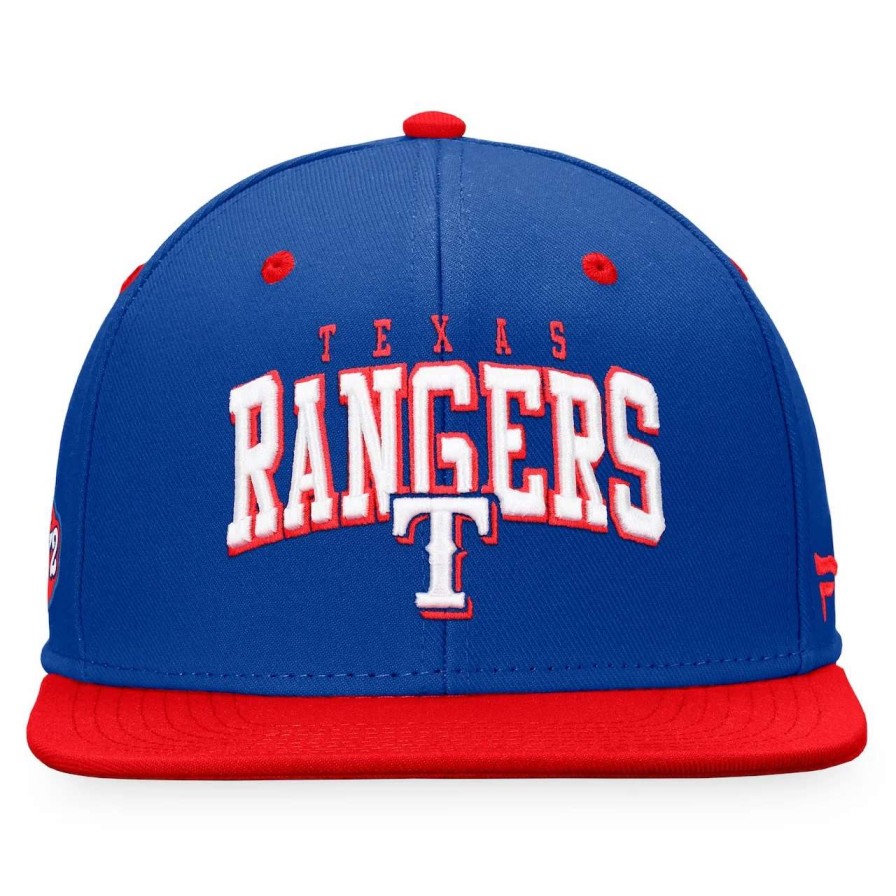 Texas Rangers Caps * | Men'S Texas Rangers Fanatics Branded Royal/Red Iconic Lock Up Snapback Hat