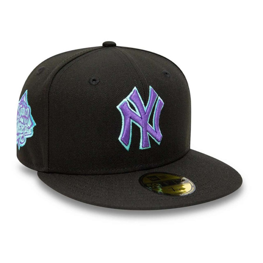 New York Yankees Caps * | Men'S New York Yankees New Era Black 1999 World Series Black Light 59Fifty Fitted Hat