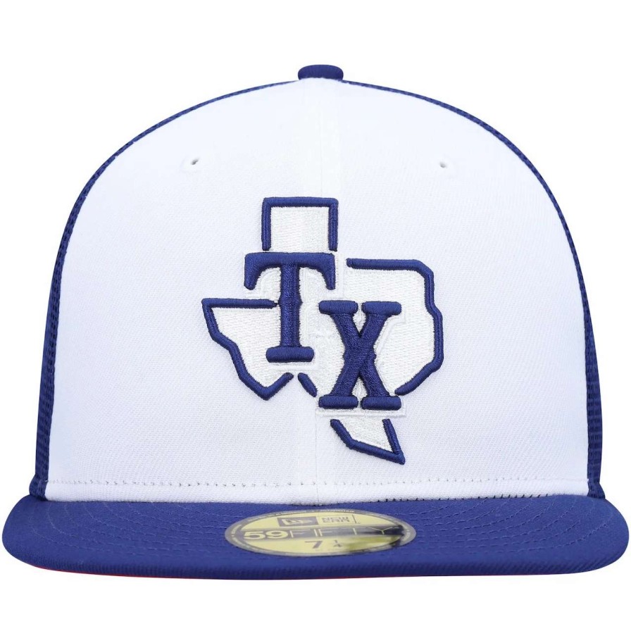 Texas Rangers Caps * | Men'S Texas Rangers New Era White/Royal 2023 On-Field Batting Practice 59Fifty Fitted Hat