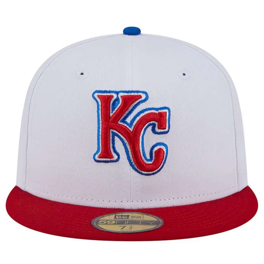 Kansas City Royals Caps * | Men'S Kansas City Royals New Era White/Red Undervisor 59Fifty Fitted Hat