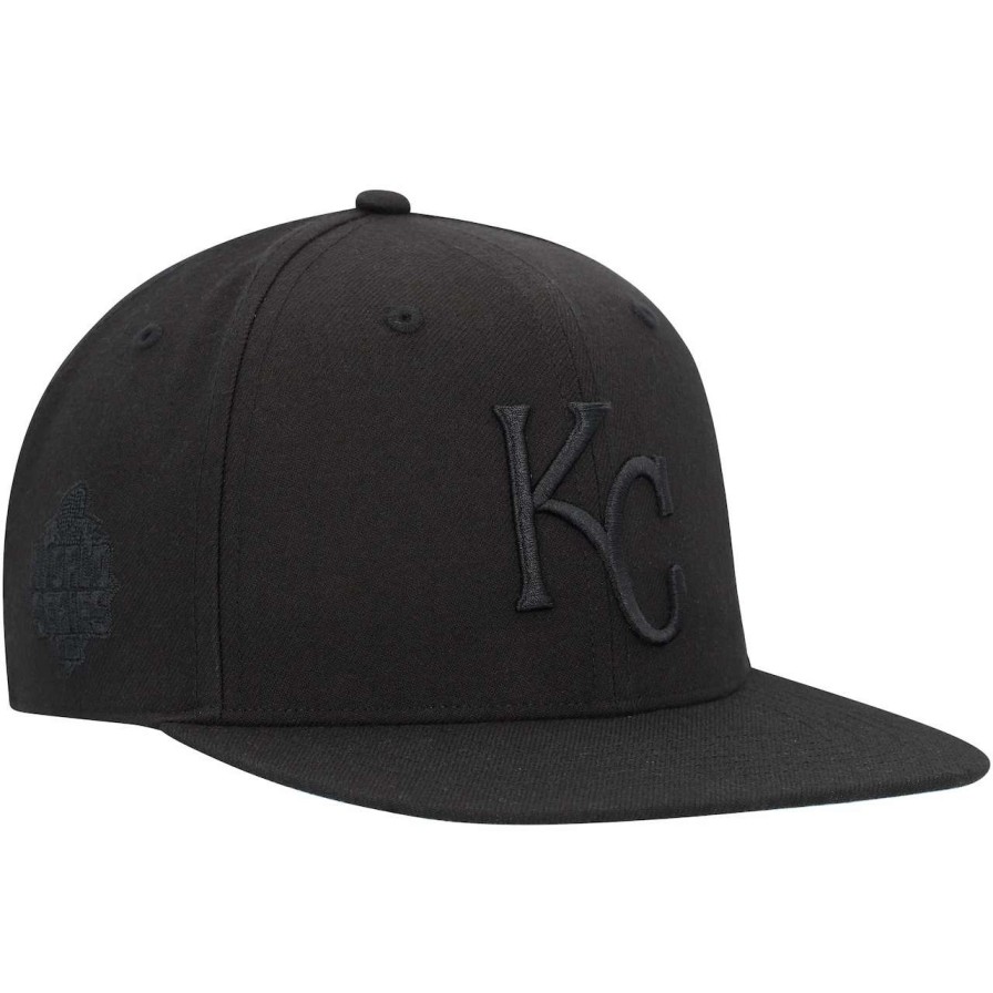 Kansas City Royals Caps * | Men'S Kansas City Royals '47 Black On Black Sure Shot Captain Snapback Hat