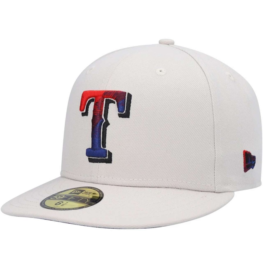 Texas Rangers Caps * | Men'S Texas Rangers New Era Khaki Stone Dim Undervisor 59Fifty Fitted Hat