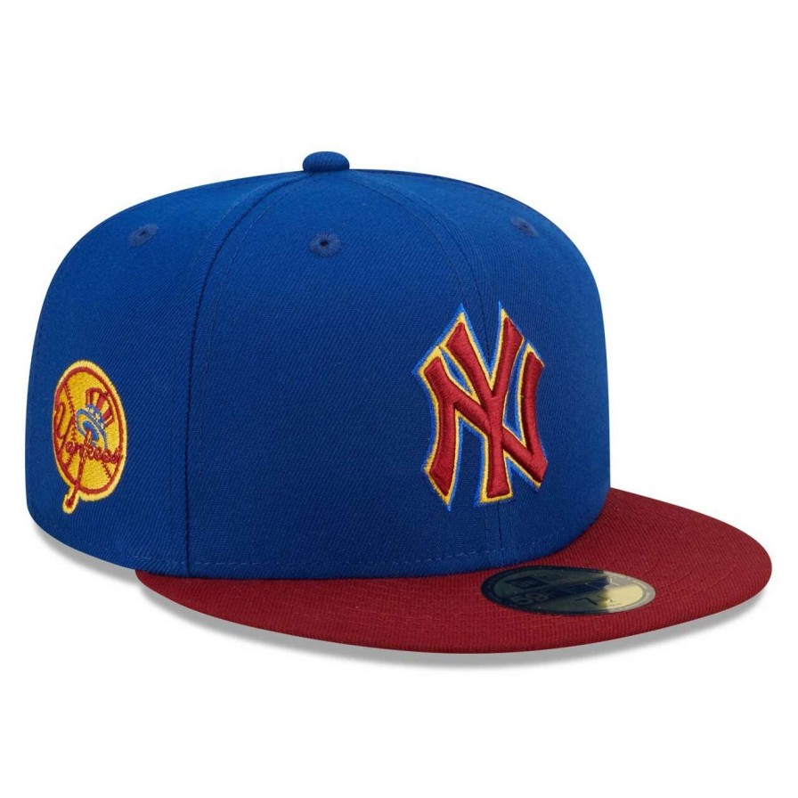 New York Yankees Caps * | Men'S New York Yankees New Era Royal/Red Logo Primary Jewel Gold Undervisor 59Fifty Fitted Hat