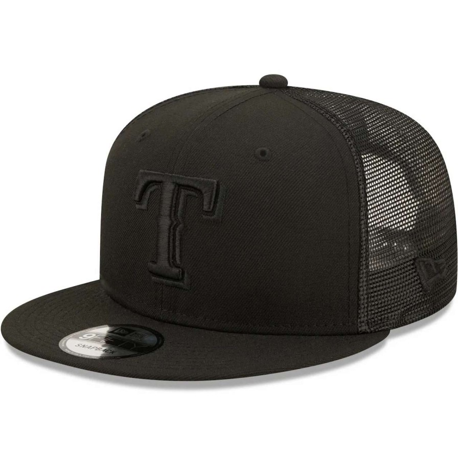 Texas Rangers Caps * | Men'S Texas Rangers New Era Blackout Trucker 9Fifty Snapback Hat