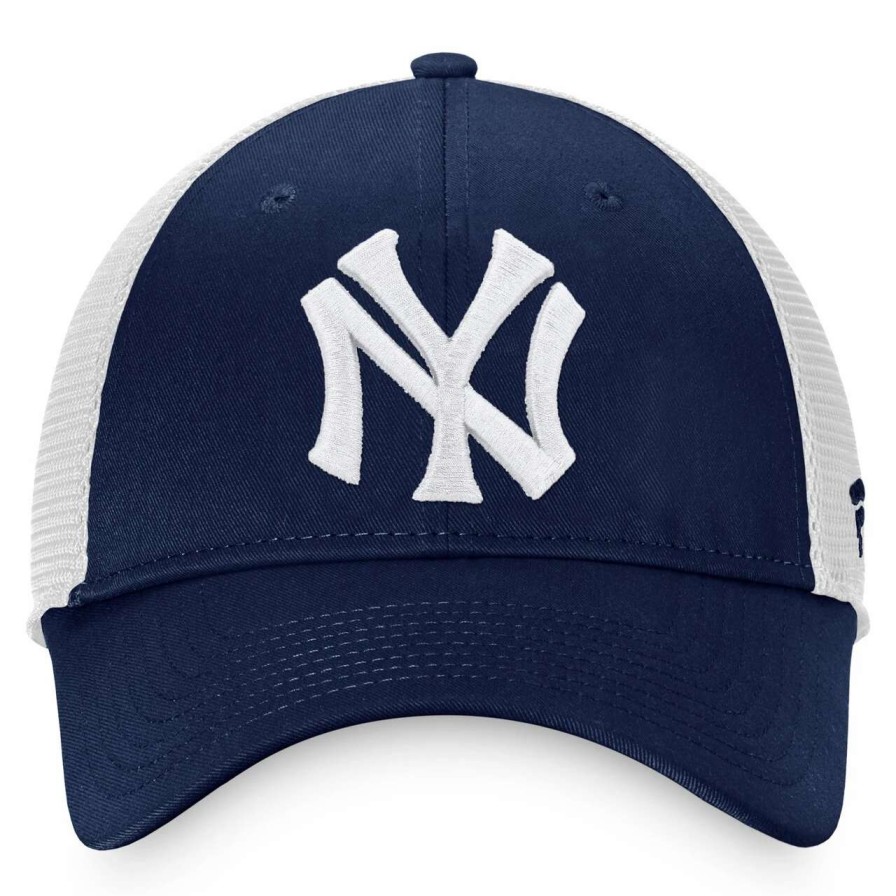 New York Yankees Caps * | Men'S New York Yankees Fanatics Branded Navy/White Cooperstown Collection Core Trucker Snapback Hat