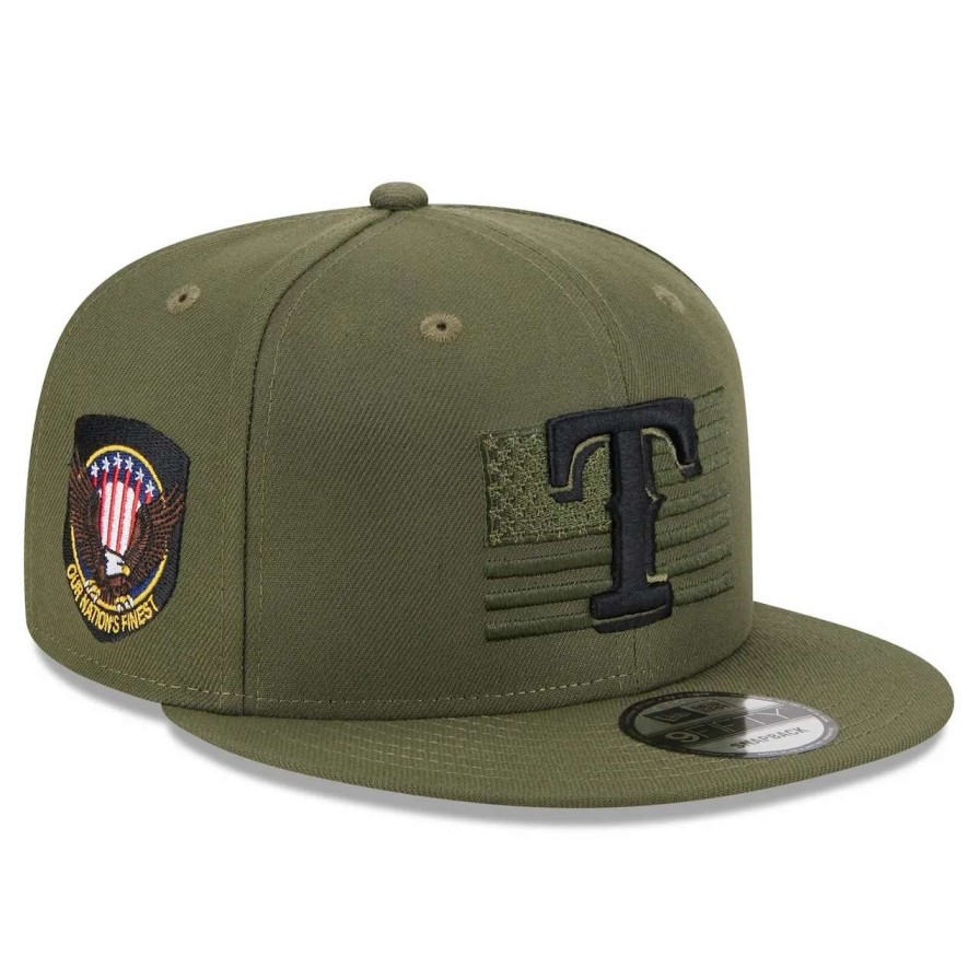 Texas Rangers Caps * | Men'S Texas Rangers New Era Green 2023 Armed Forces Day 9Fifty Snapback Adjustable Hat