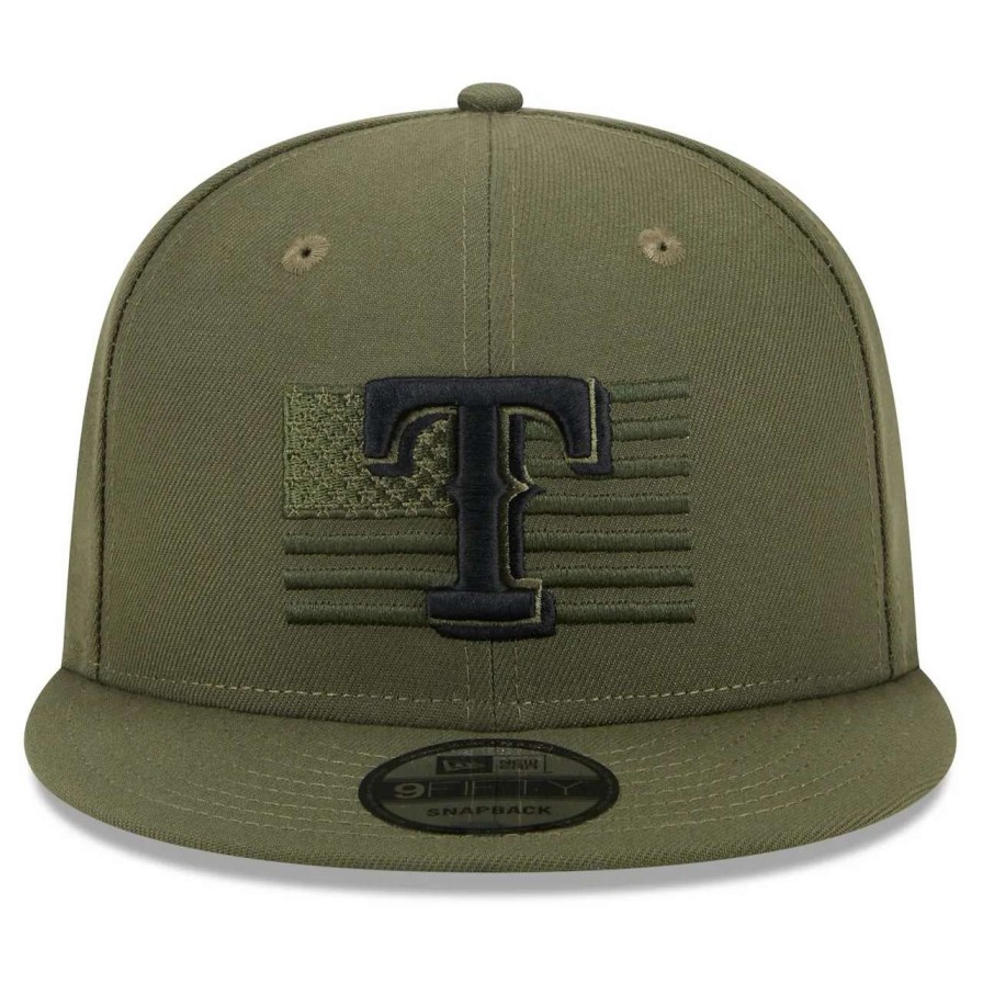 Texas Rangers Caps * | Men'S Texas Rangers New Era Green 2023 Armed Forces Day 9Fifty Snapback Adjustable Hat