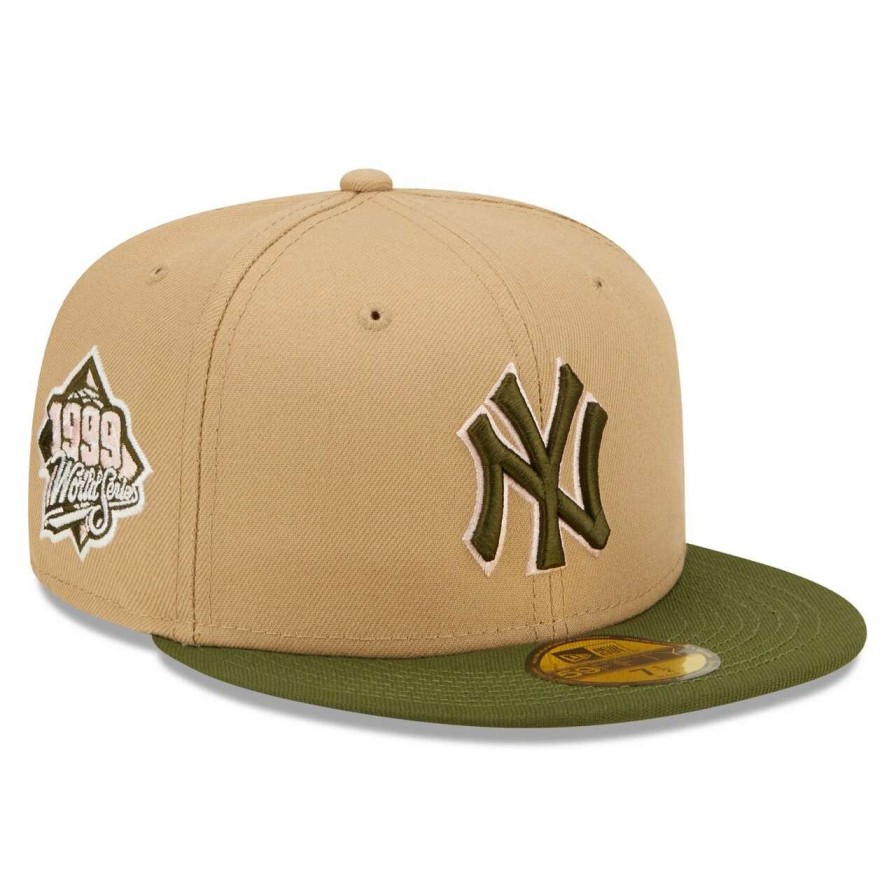 New York Yankees Caps * | Men'S New York Yankees New Era Khaki/Olive Pink Undervisor 59Fifty Fitted Hat