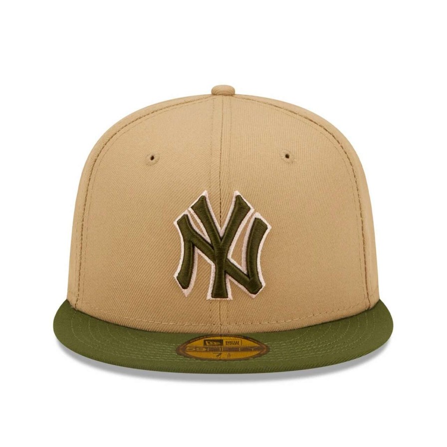 New York Yankees Caps * | Men'S New York Yankees New Era Khaki/Olive Pink Undervisor 59Fifty Fitted Hat