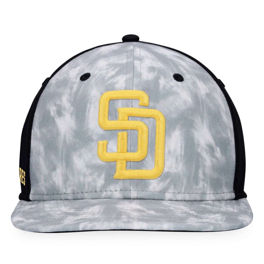 San Diego Padres Caps * | Men'S San Diego Padres Majestic Gray Smoke Dye Snapback Hat