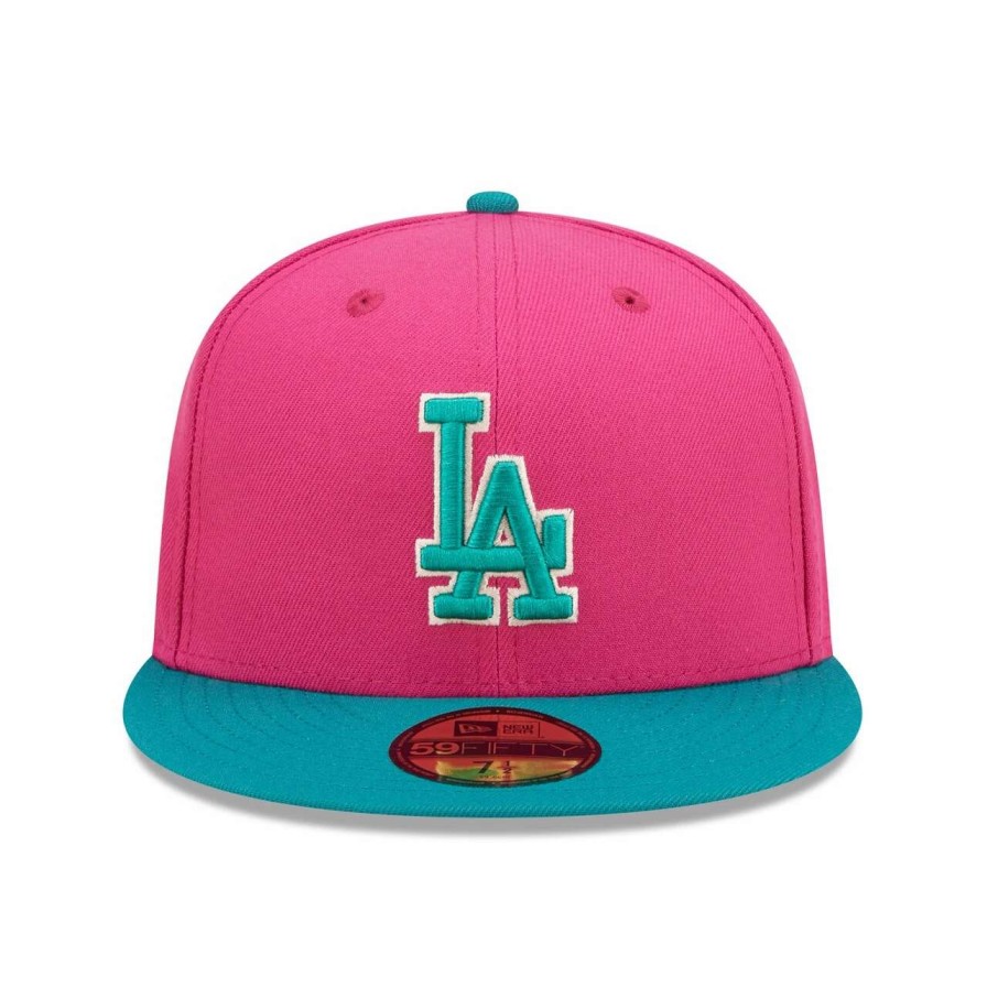 Los Angeles Dodgers Caps * | Men'S Los Angeles Dodgers New Era Pink/Green Cooperstown Collection 1981 World Series Passion Forest 59Fifty Fitted Hat