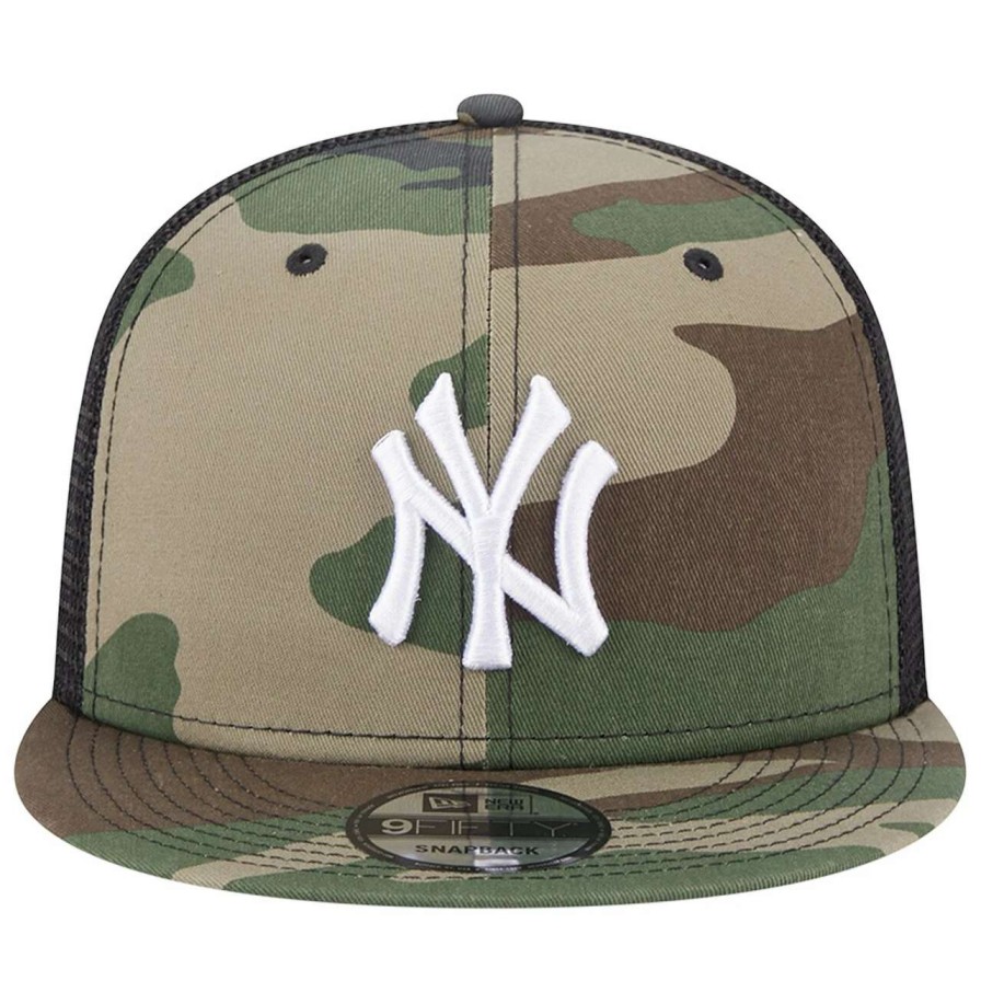 New York Yankees Caps * | Men'S New York Yankees New Era Camo Trucker 9Fifty Snapback Hat