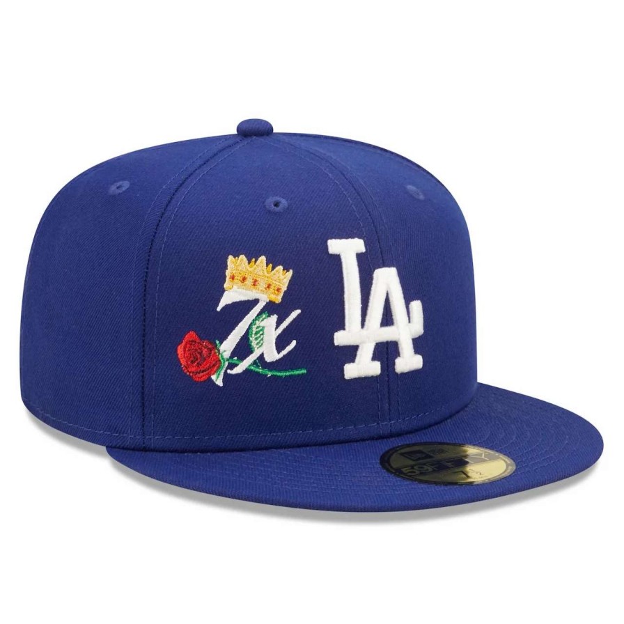 Los Angeles Dodgers Caps * | Men'S Los Angeles Dodgers New Era Royal 7X World Series Champions Crown 59Fifty Fitted Hat