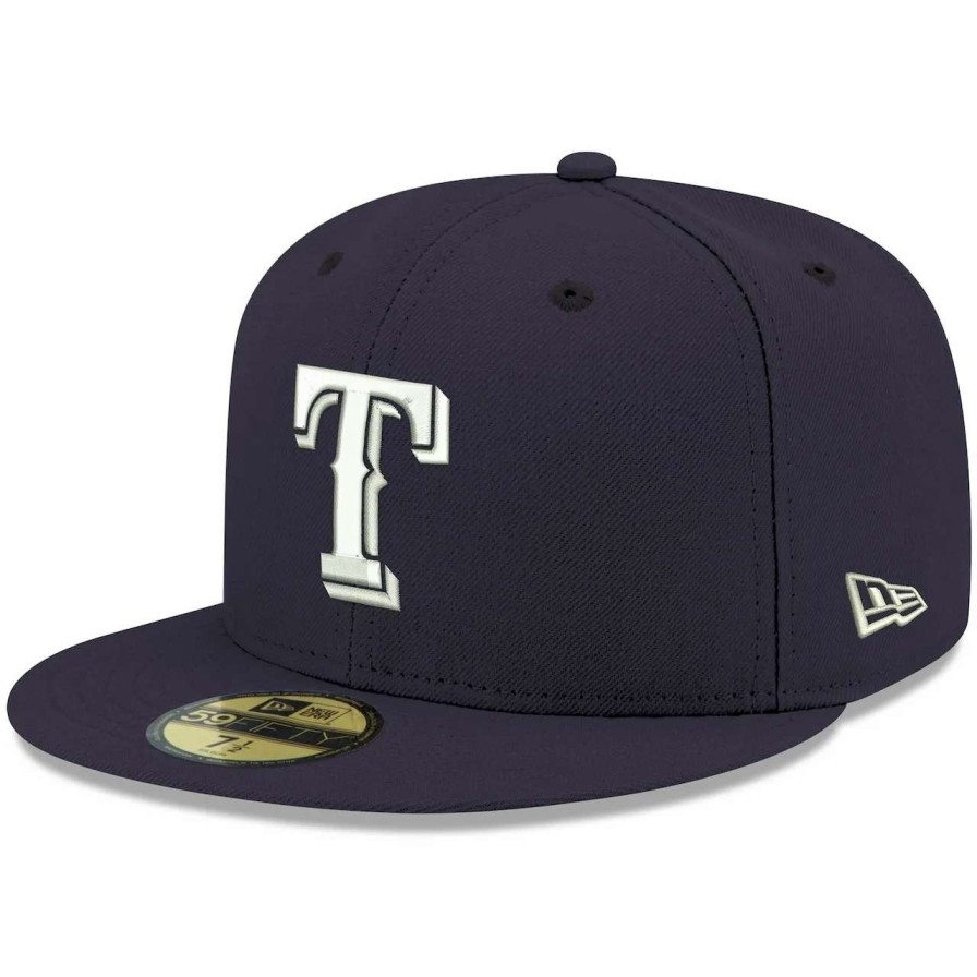 Texas Rangers Caps * | Men'S Texas Rangers New Era Navy White Logo 59Fifty Fitted Hat