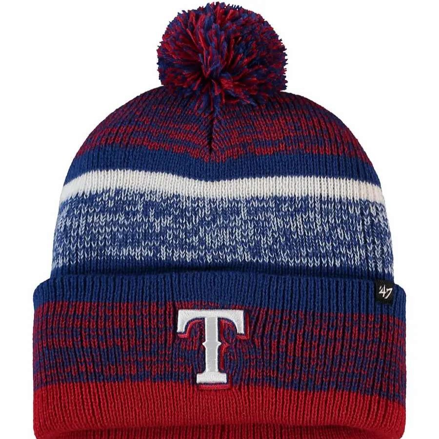 Texas Rangers Caps * | Men'S Texas Rangers '47 Red Northward Cuffed Knit Hat With Pom