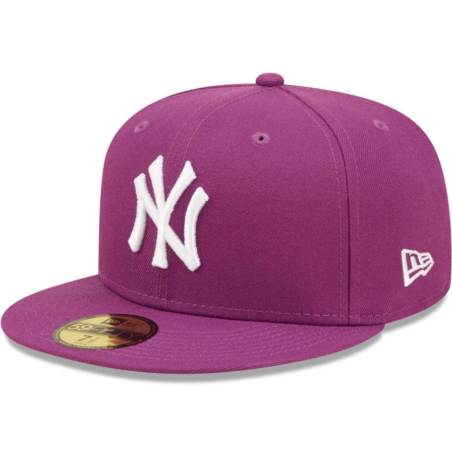 New York Yankees Caps * | Men'S New York Yankees New Era Grape Logo 59Fifty Fitted Hat