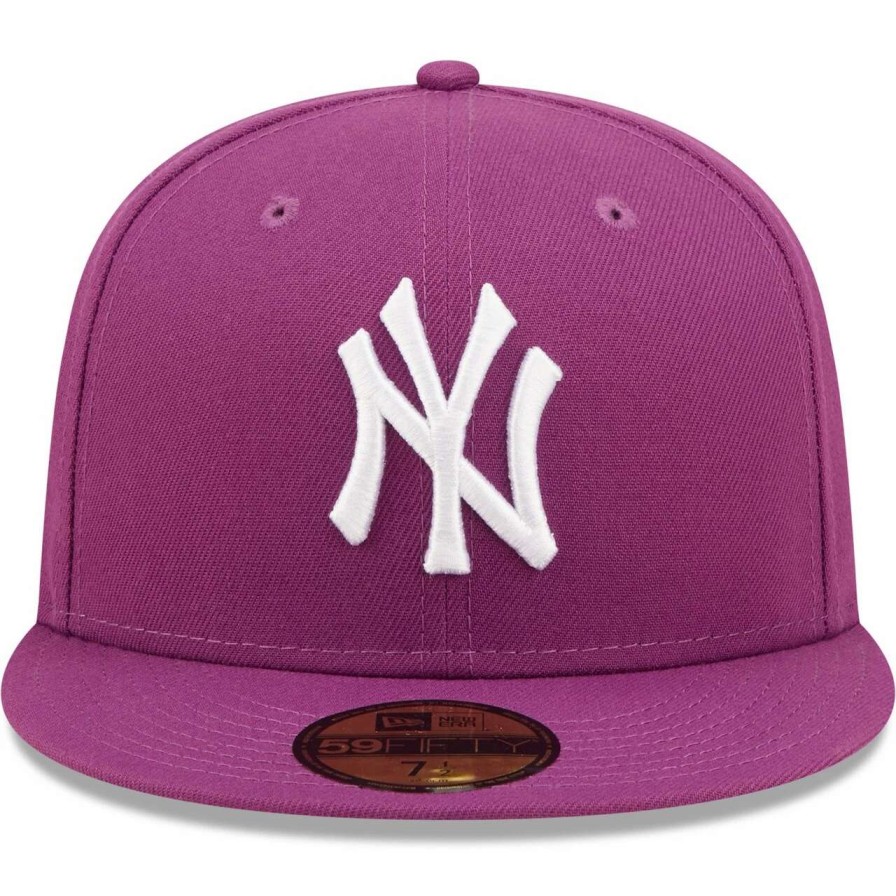 New York Yankees Caps * | Men'S New York Yankees New Era Grape Logo 59Fifty Fitted Hat