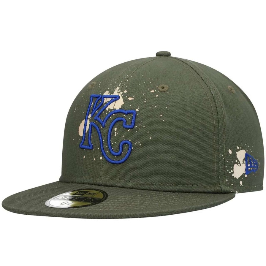 Kansas City Royals Caps * | Men'S Kansas City Royals New Era Olive Splatter 59Fifty Fitted Hat