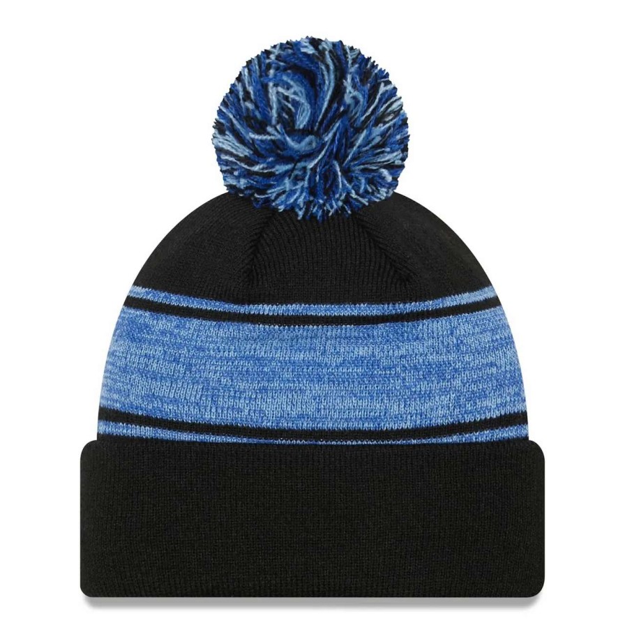 Kansas City Royals Caps * | Men'S Kansas City Royals New Era Black Chilled Cuffed Knit Hat With Pom